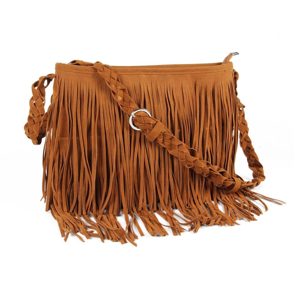 Faux Suede Fringe Crossbody Bags Western Hiie Shoulder Bag ^-^